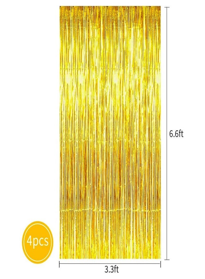 Propsicle Golden Foil Fringe Curtains 4 Pcs (3ft x 6ft) - Shimmer Backdrop for Birthday, Anniversary, Bachelorette, Baby Shower & Party Decoration - Image 2
